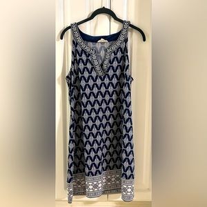 Large petite blue sleeveless dress